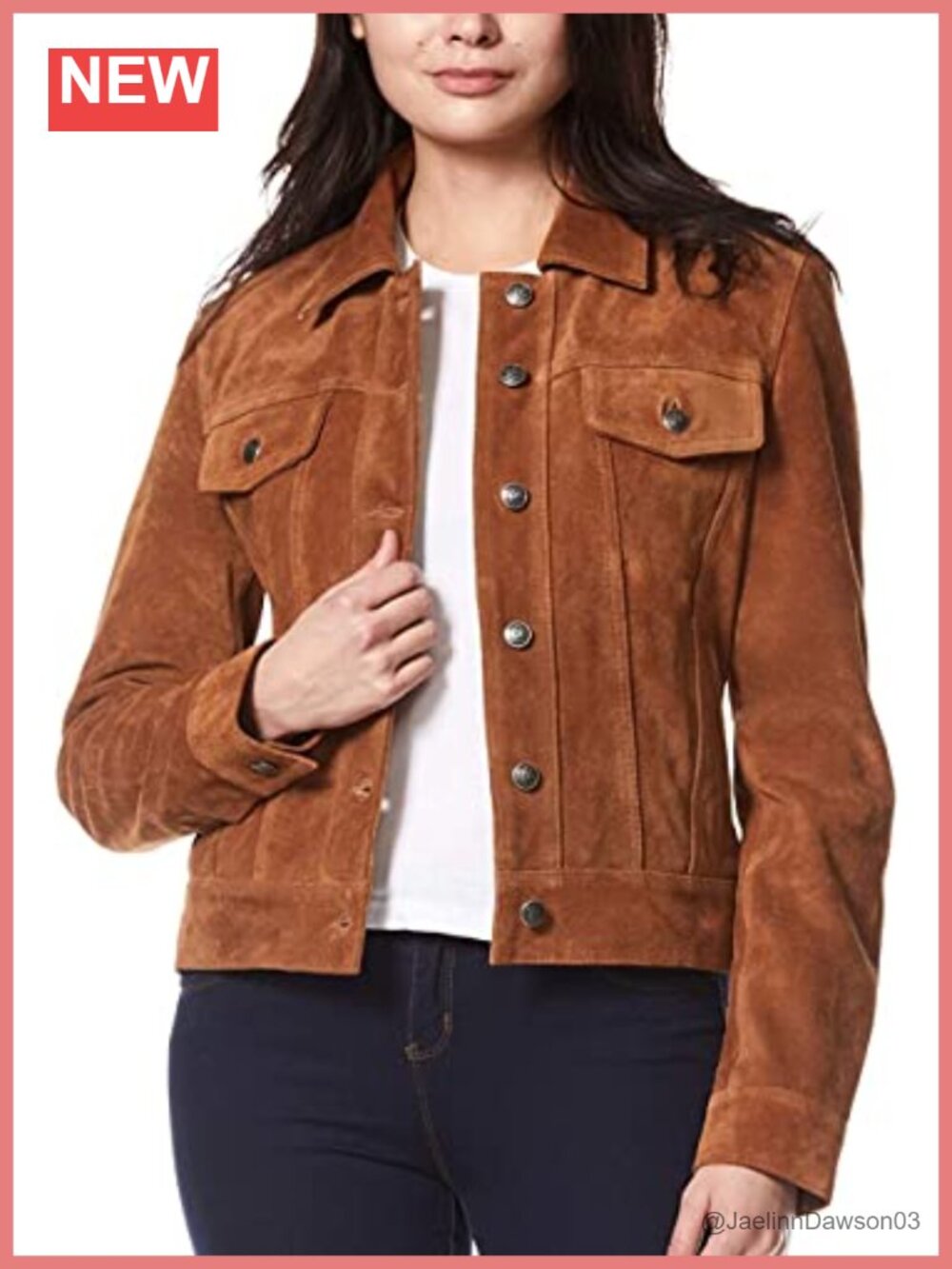 100% Real Suede Trucker Jacket Button Front Shirt Jacket